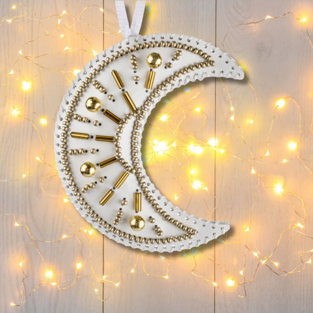 Golden Crescent Moon Bead Embroidery Kit