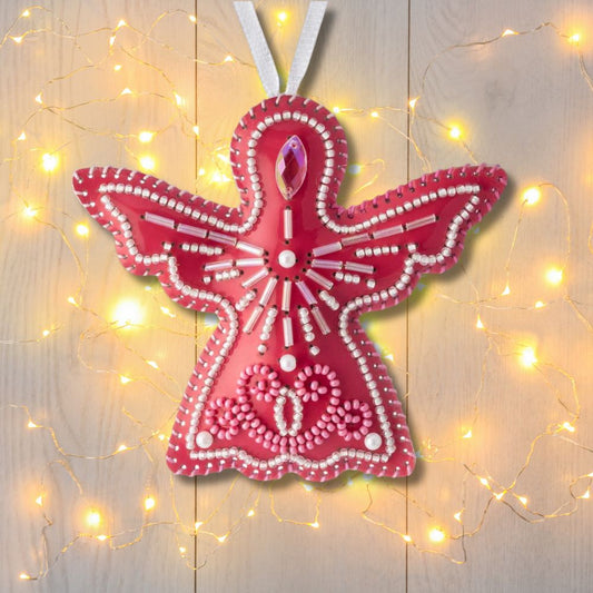 Coral Christmas Angel Bead Embroidery Kit