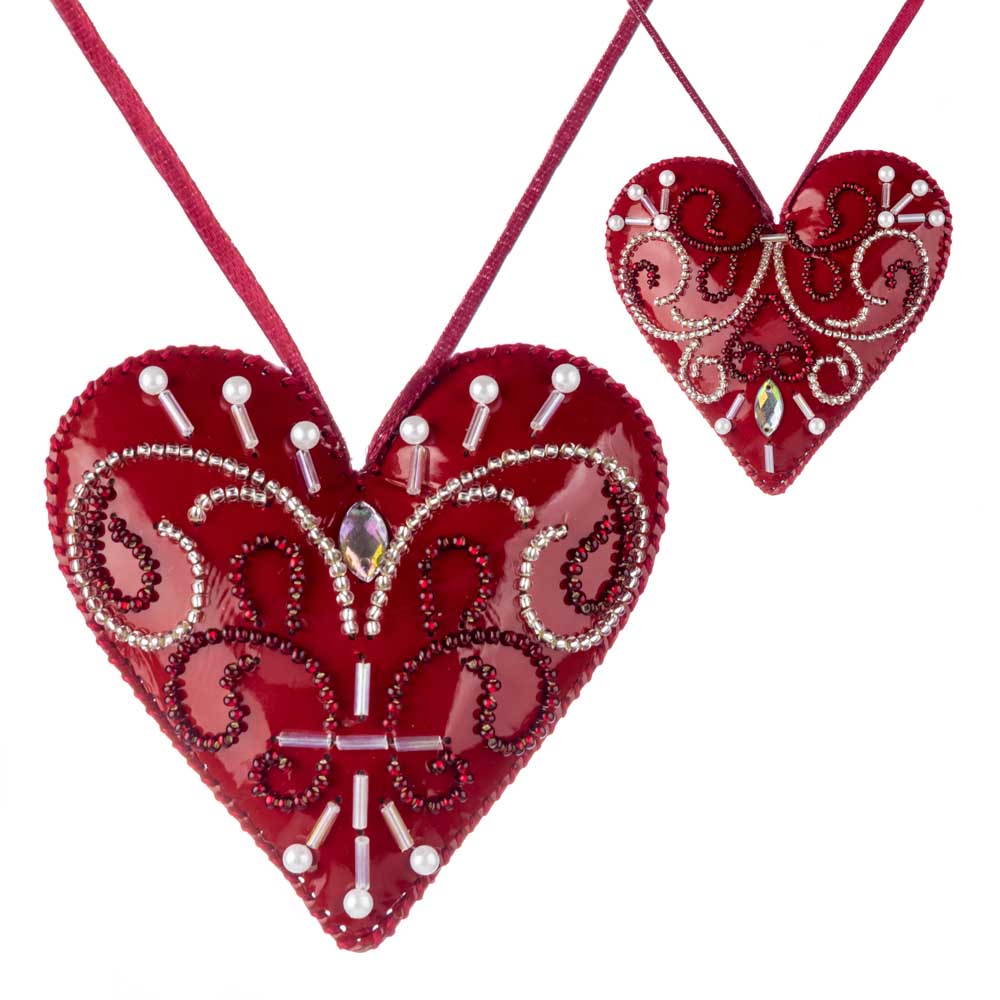 Elegant Red Heart Bead Embroidery Kit