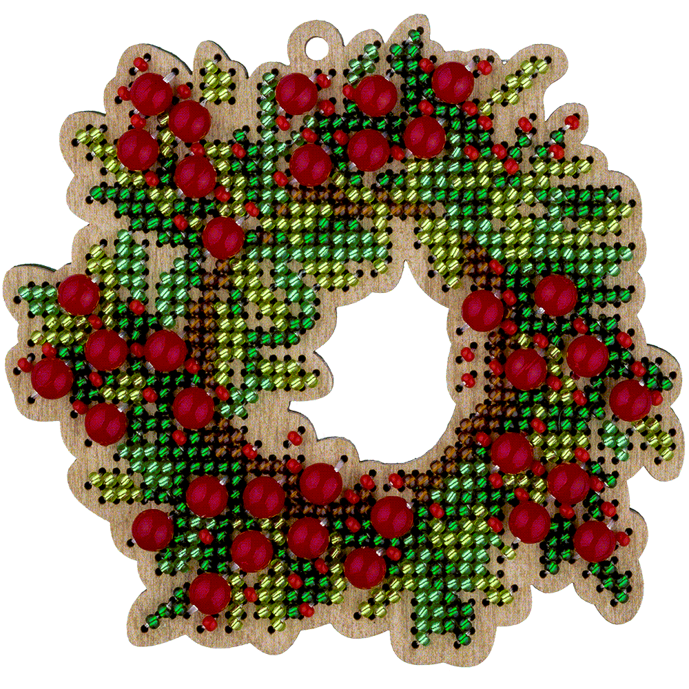 Holly Christmas Wreath Embroidery Kit