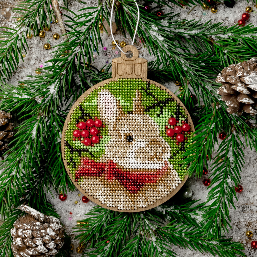Festive Bunny Bauble Embroidery Kit