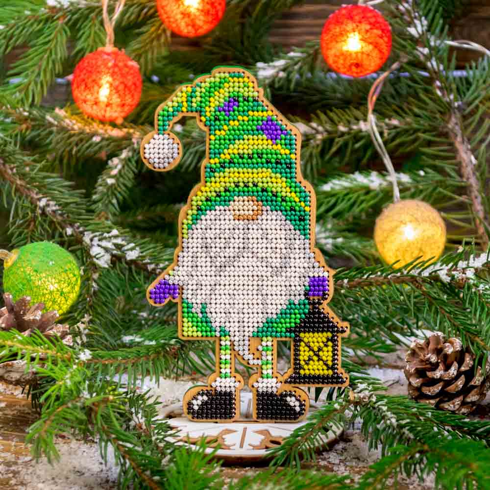 Festive Lantern Gnome Embroidery Kit