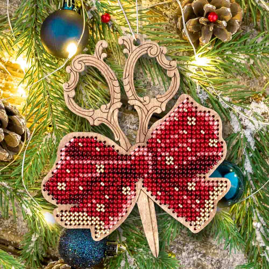 Golden Scissors & Bow Ornament Kit