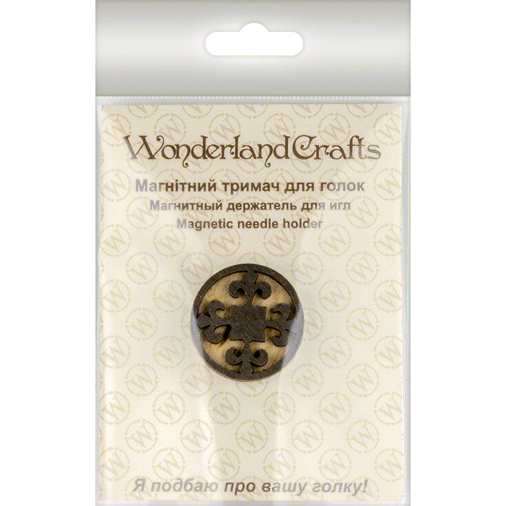 Round Ornate Wooden Needle Minder