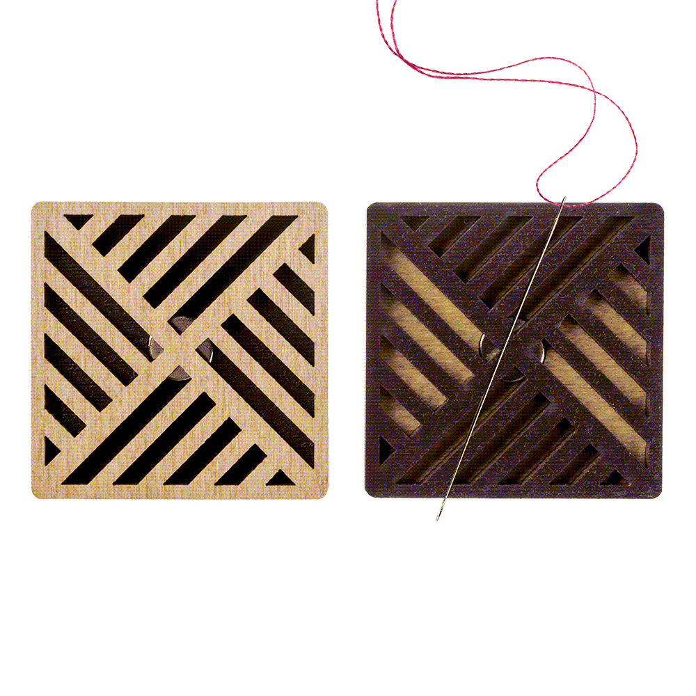 Geometric Weave Wooden Needle Minder