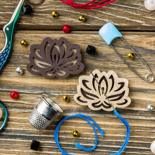 Lotus Bloom Wooden Needle Minder