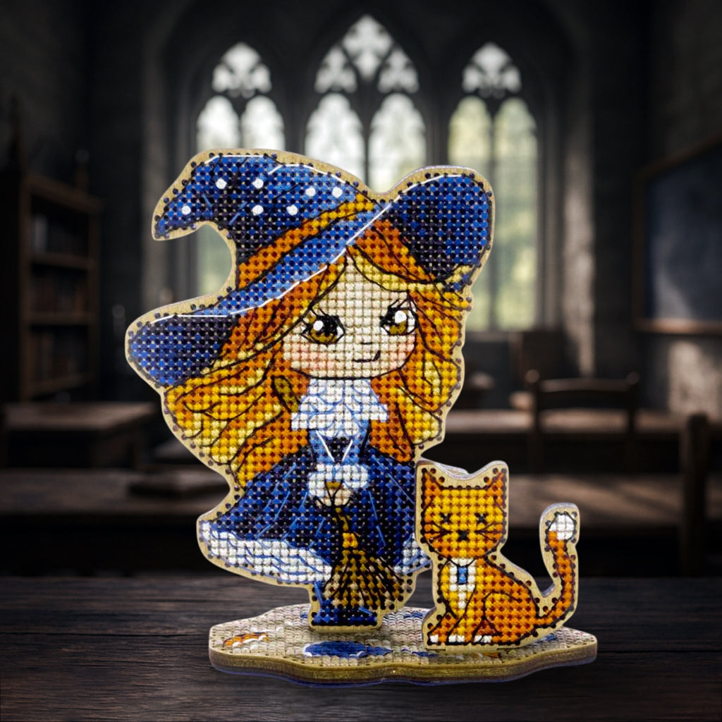 Little Witch & Cat Cross Stitch Kit