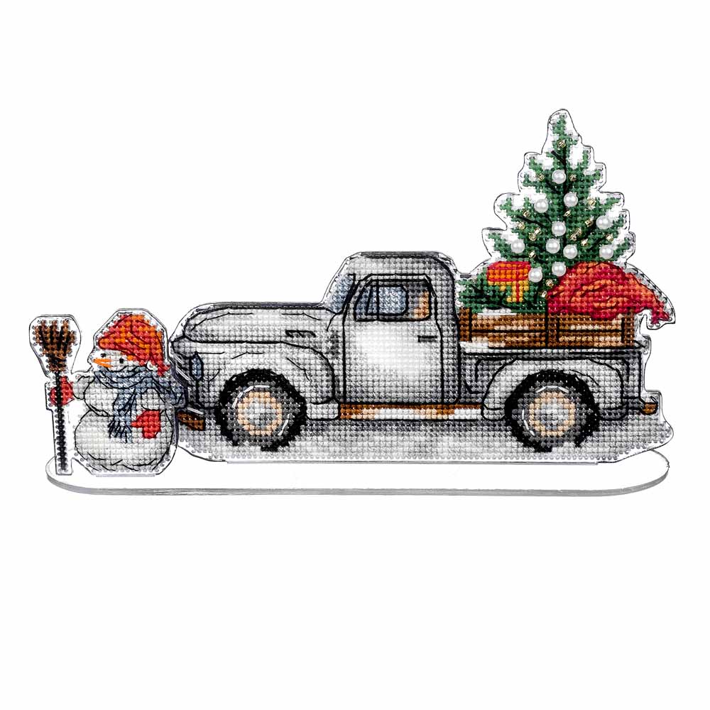 Festive Pickup Truck Cross Stitch Kit