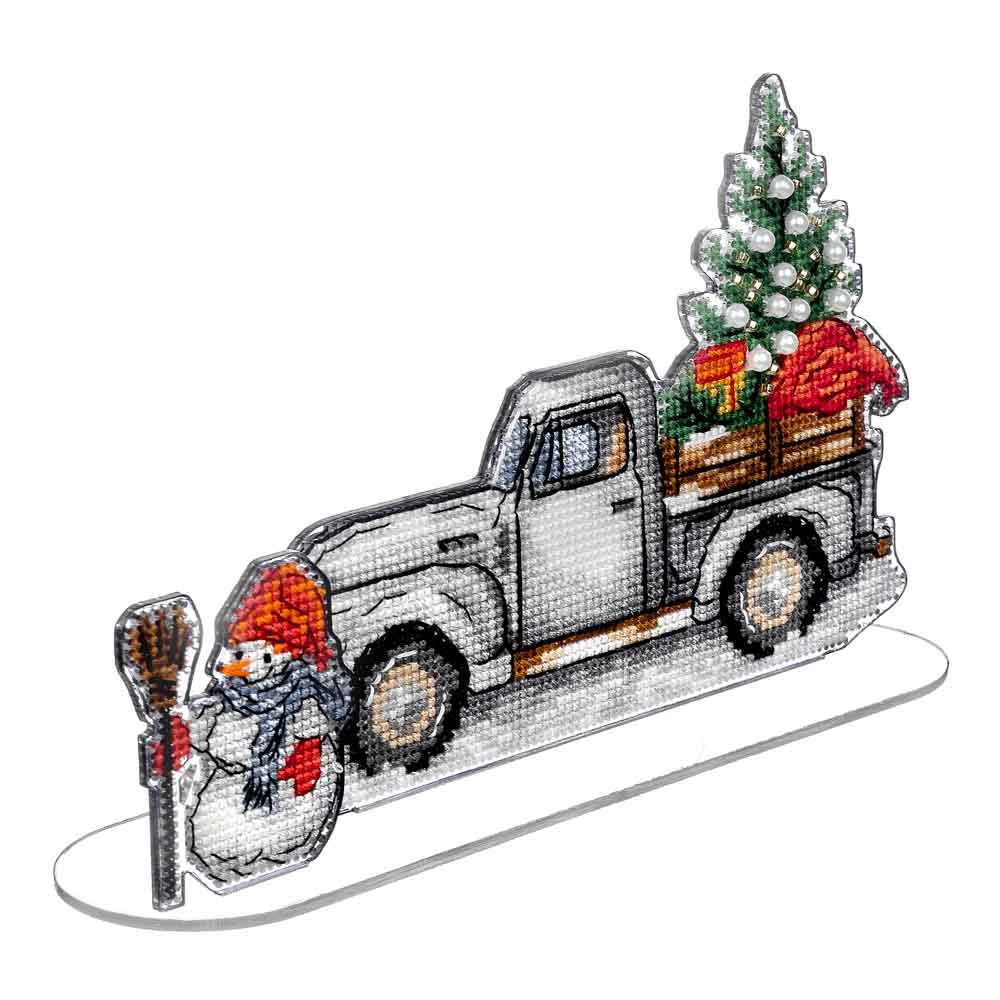 Festive Pickup Truck Cross Stitch Kit