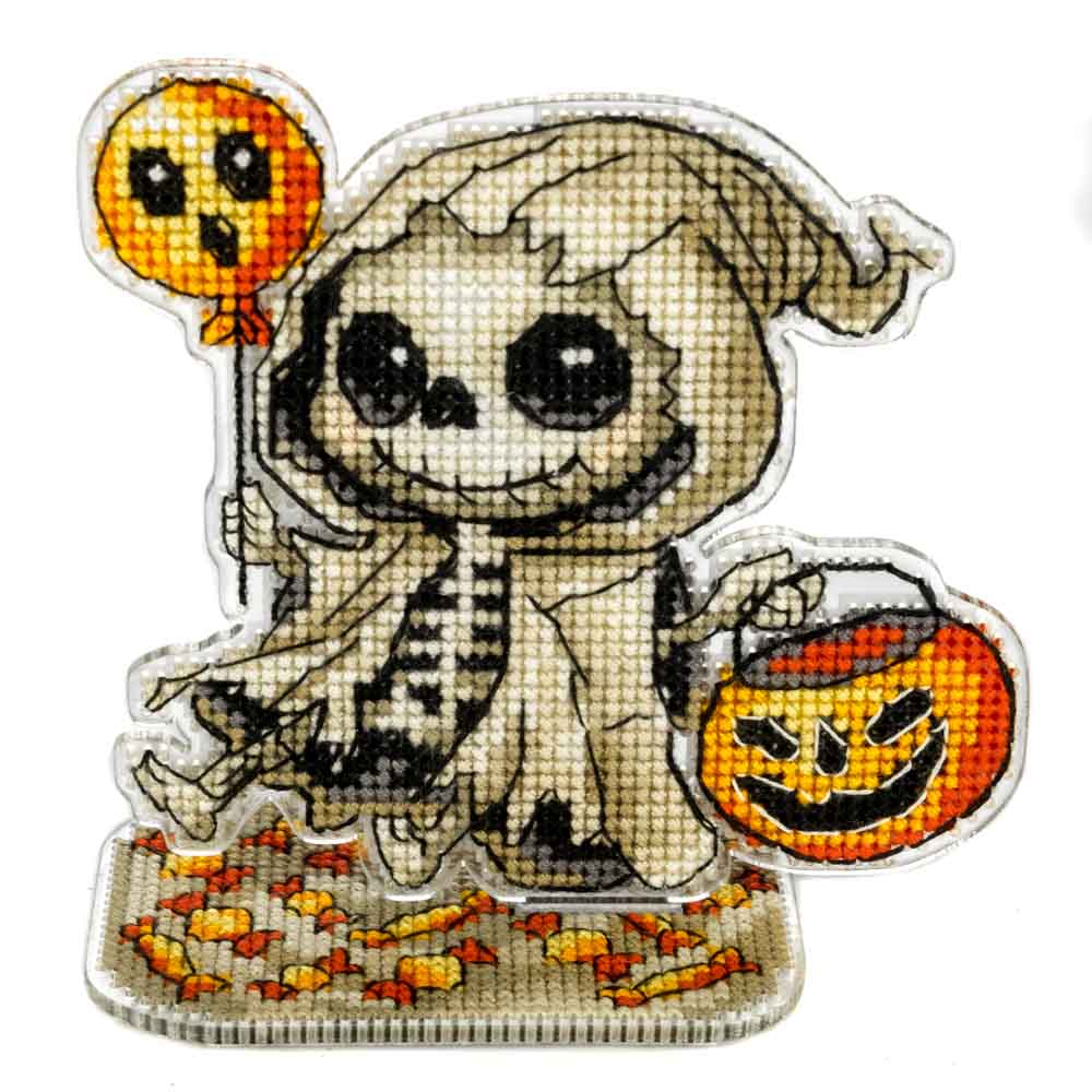 Little Trick-or-Treat Skeleton Cross Stitch Kit