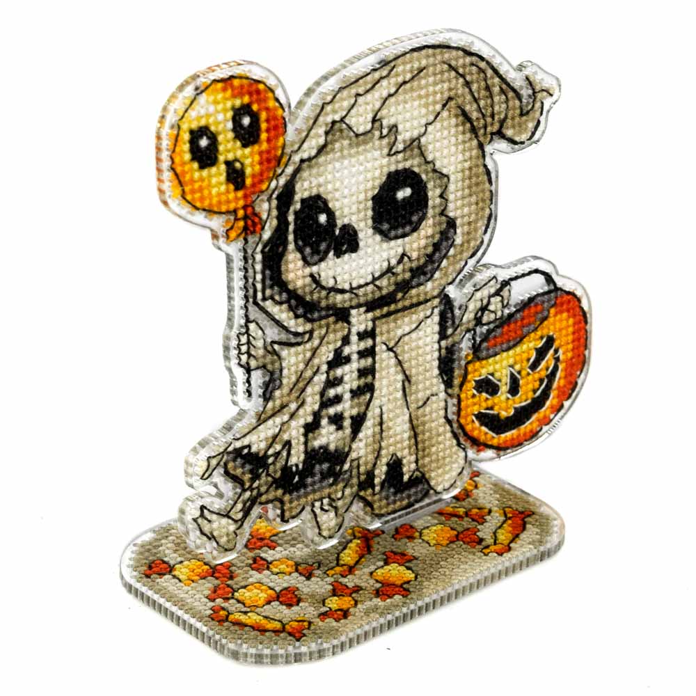 Little Trick-or-Treat Skeleton Cross Stitch Kit