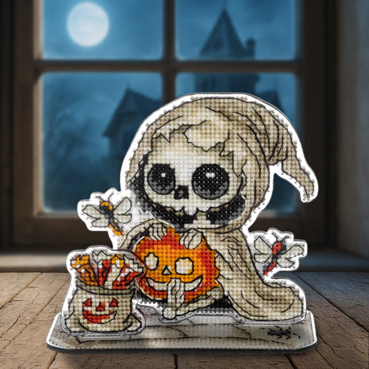 Little Pumpkin Skeleton Halloween Cross Stitch Kit