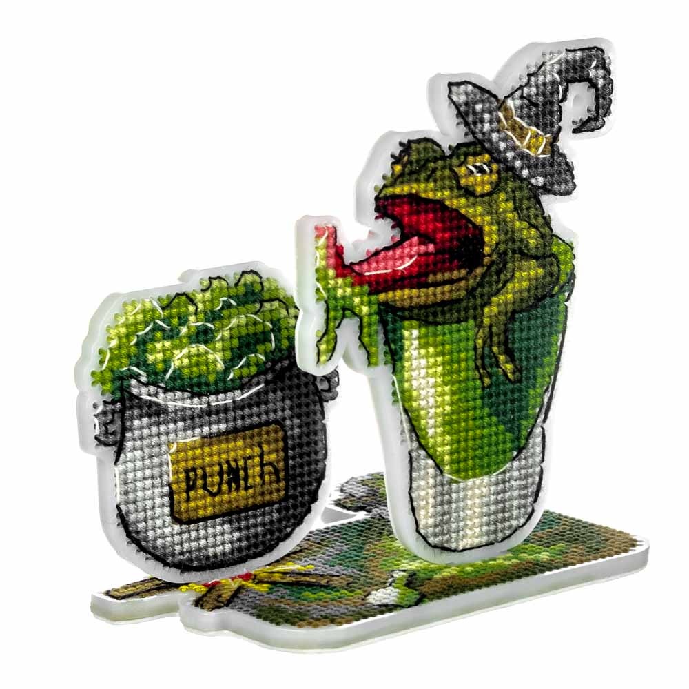 Witch Frog Halloween Cross Stitch Kit