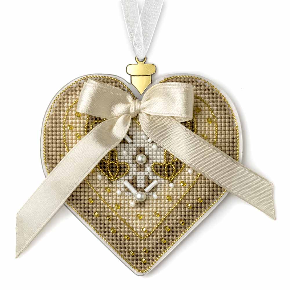 Golden Heart Ornament Cross Stitch Kit