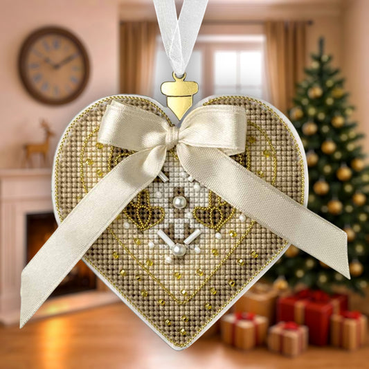 Golden Heart Ornament Cross Stitch Kit