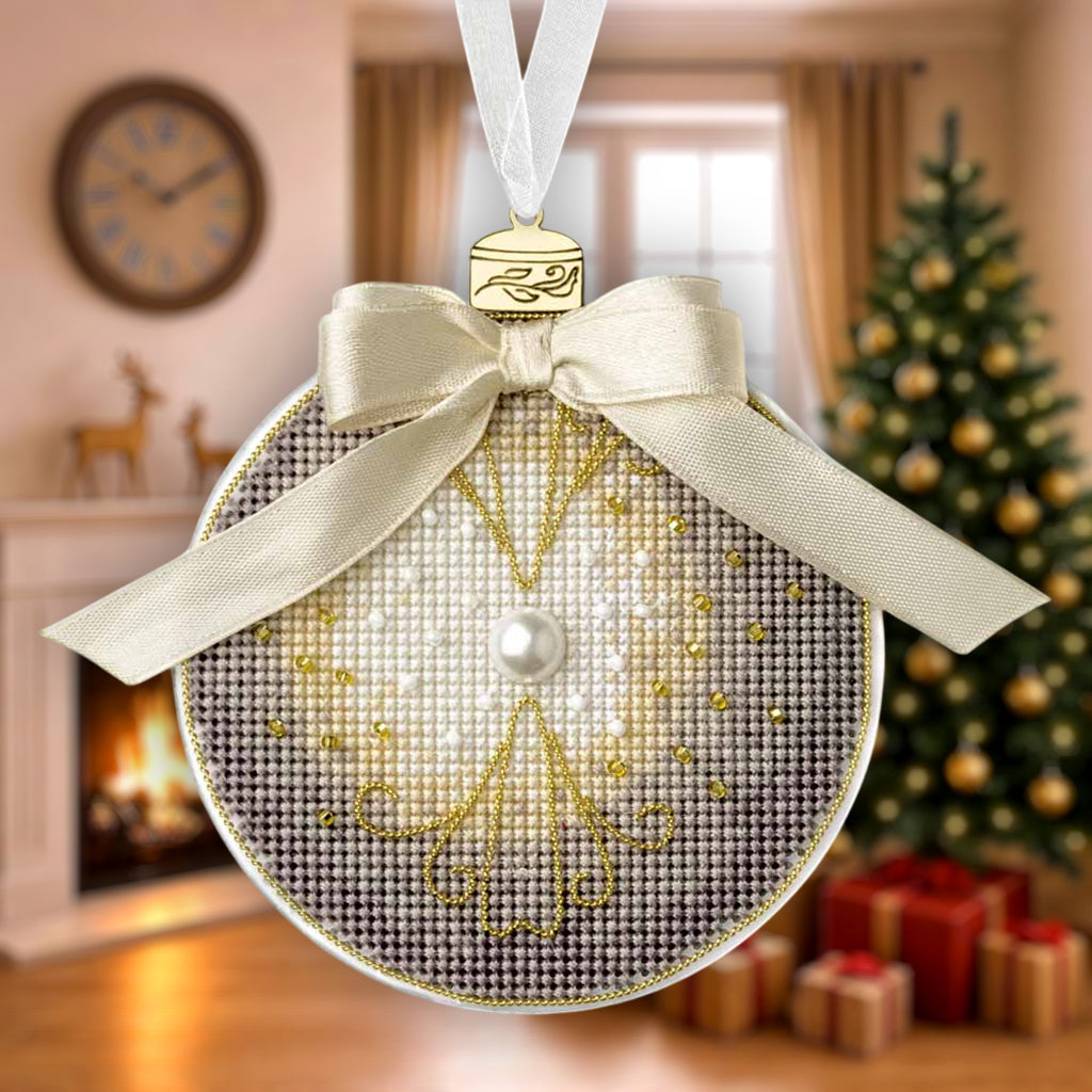 Elegant Pearl Ornament Cross Stitch Kit